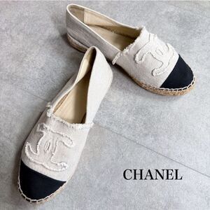 Chanel Espadrille Coco Mark Flat Shoes Sneakers 39 Women's 25cm (9.84in) White